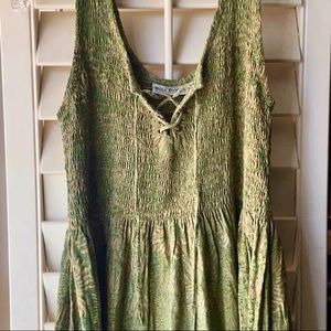 green boho corset neckline bali batiks dress